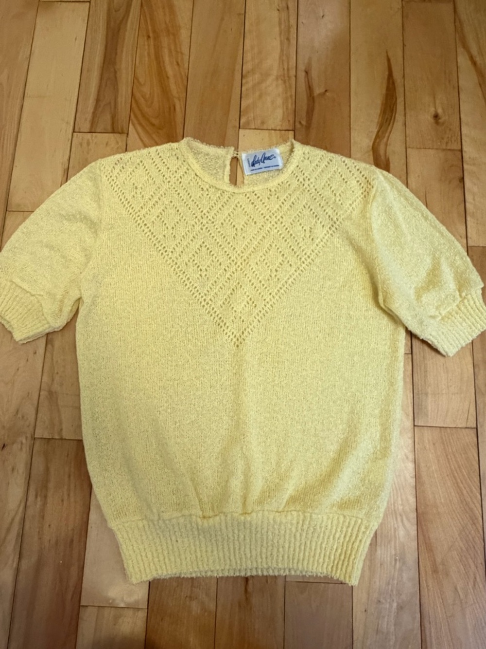 Butter Yellow Short Sleeve Knit Crochet Top